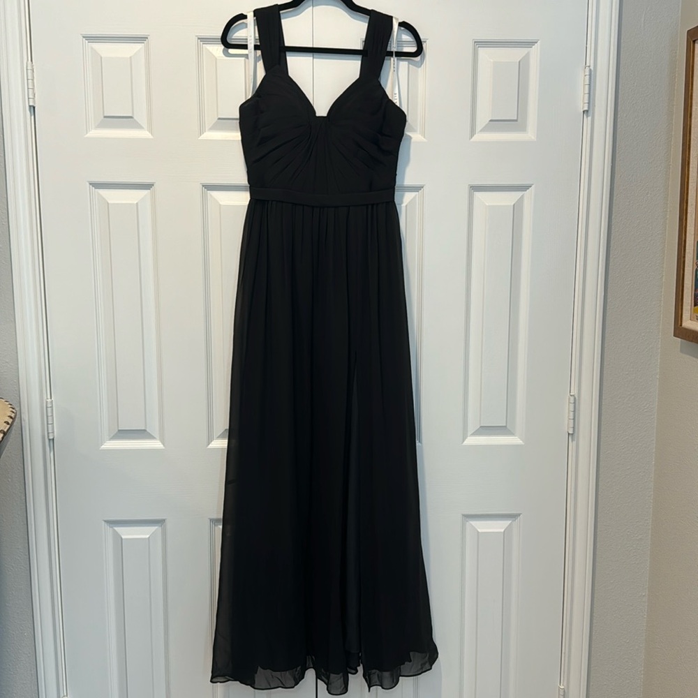Azazie Black Sleeveless Chiffon Gown